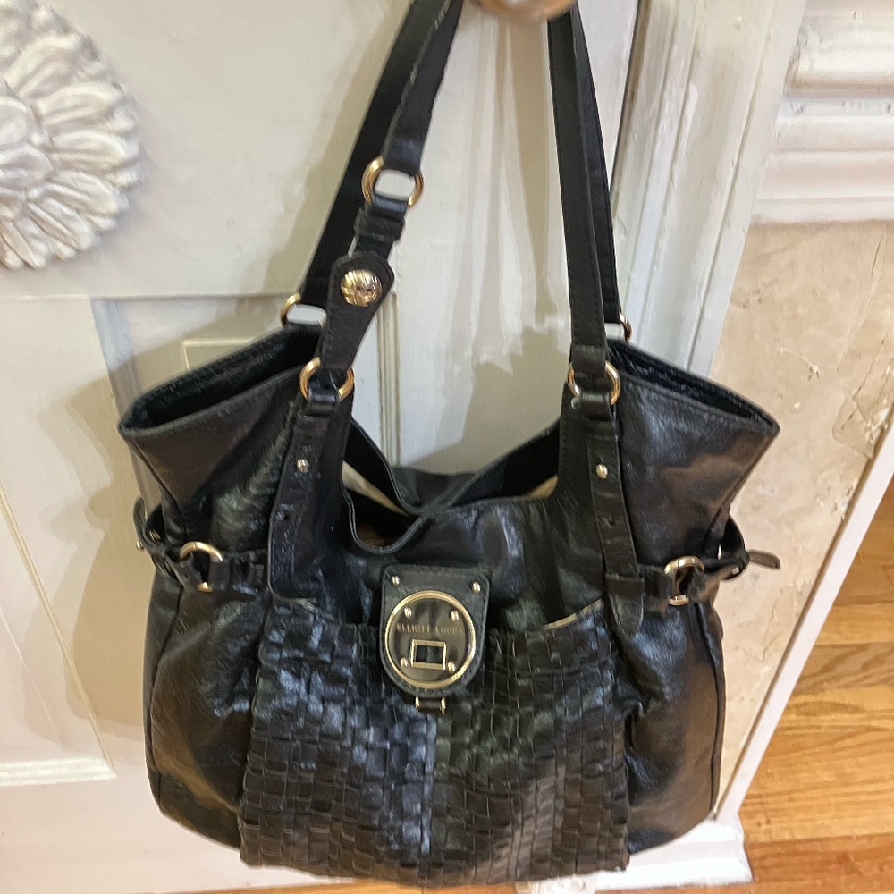 Elliot Lucca Large ALL Leather Black Shoulder Handbag